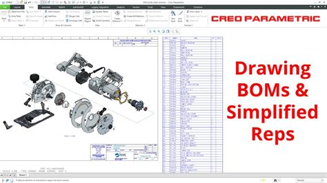 call asimplified rep into a creo drawing